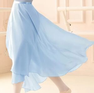 Ballet Wrao Skirt Light Blue Chiffon woth Satin Tie One Size Fits All